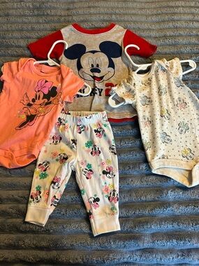 Disney Baby Gray Bodysuit with Coral and Aqua Logo